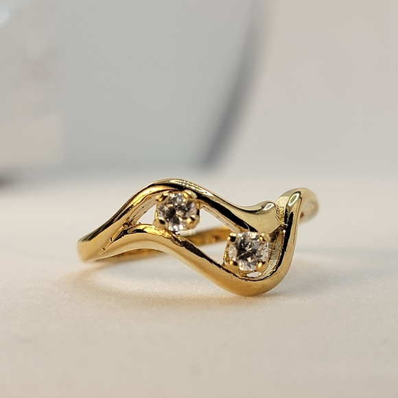 Vintage Ring Signed COP 92 Gold Plated CZ Diamonds Size 9 Castings on Parade - Picture 1 of 14